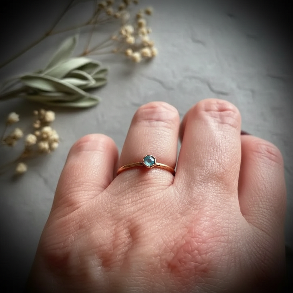 Swiss Blue Topaz Ring Hand Shot