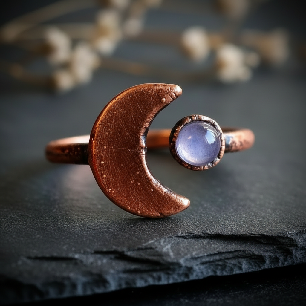 Tanzanite Moon Ring - Elevated