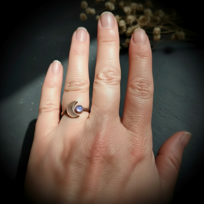 Tanzanite Moon Ring - Hand