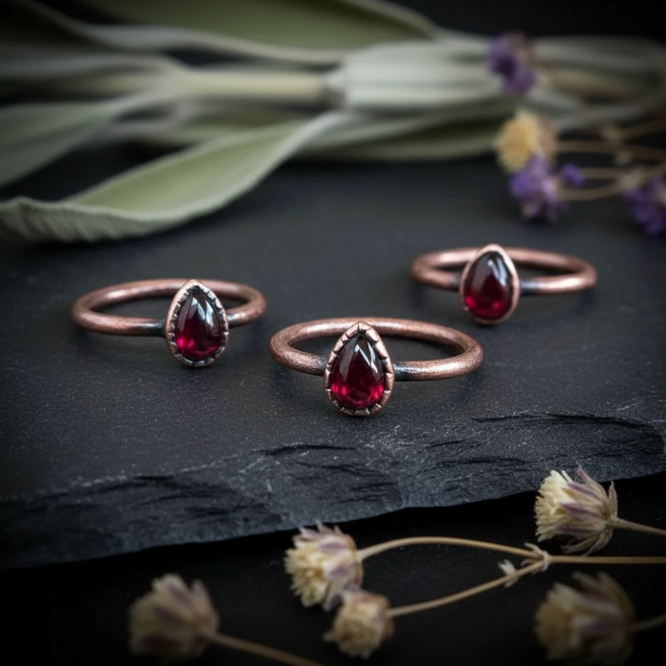 Teardrop Garnet Ring — Hero
