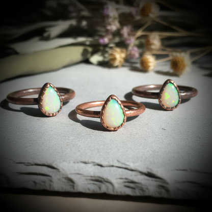 Teardrop Opal Ring Trio