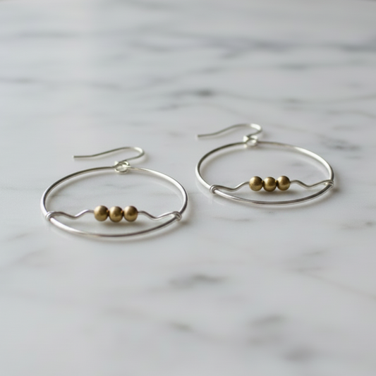 Trinity Moon Hoop Earrings