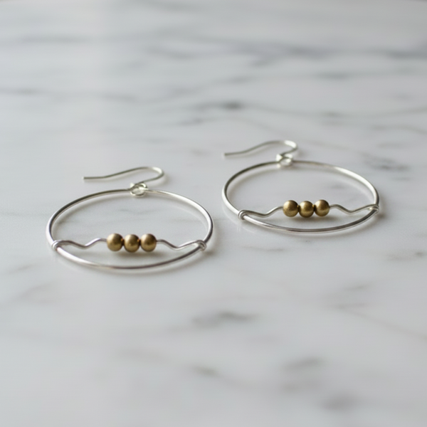 Trinity Moon Hoop Earrings
