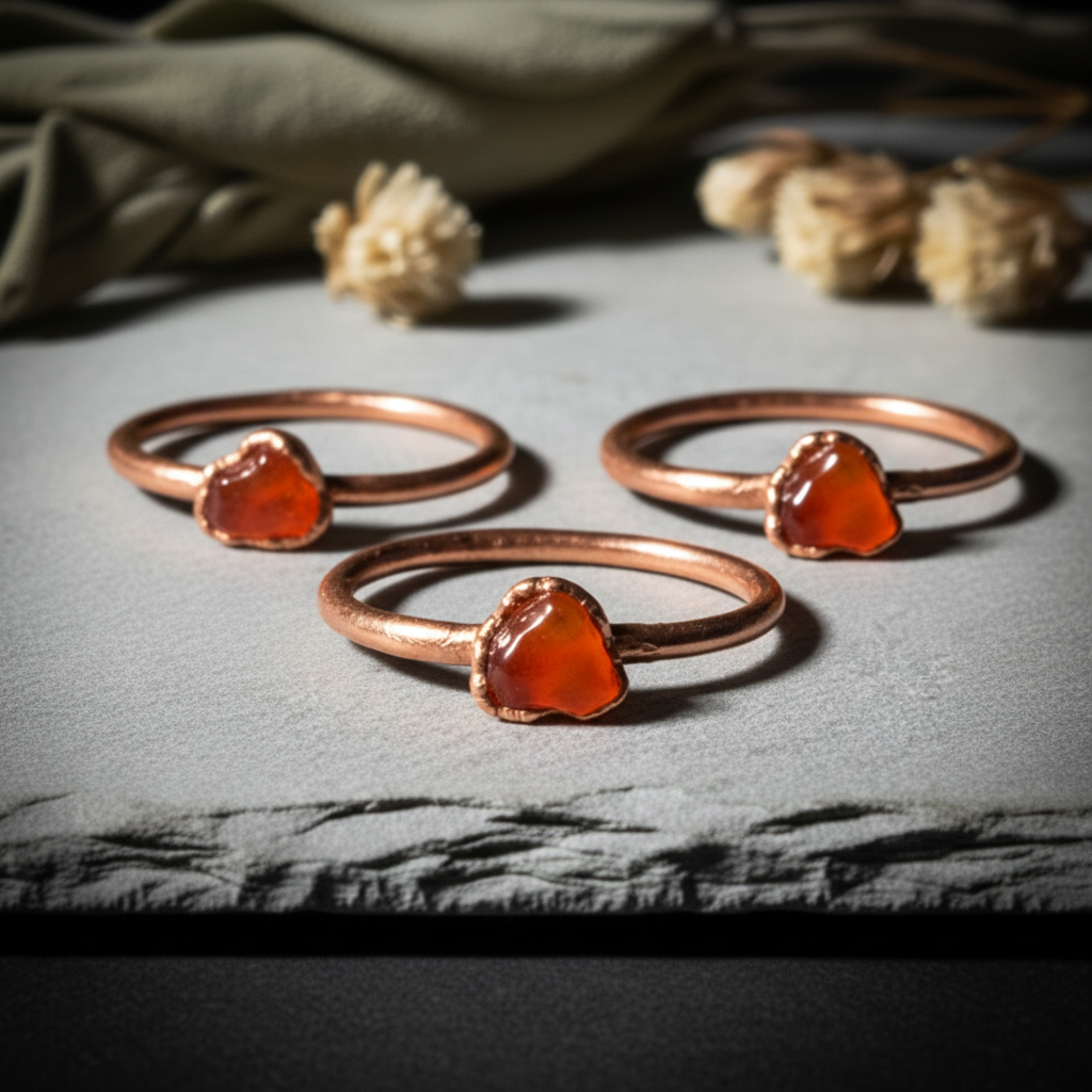 Trio flat lay - antique copper, no prongs