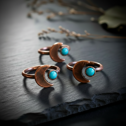Turquoise Moon Ring - Cluster