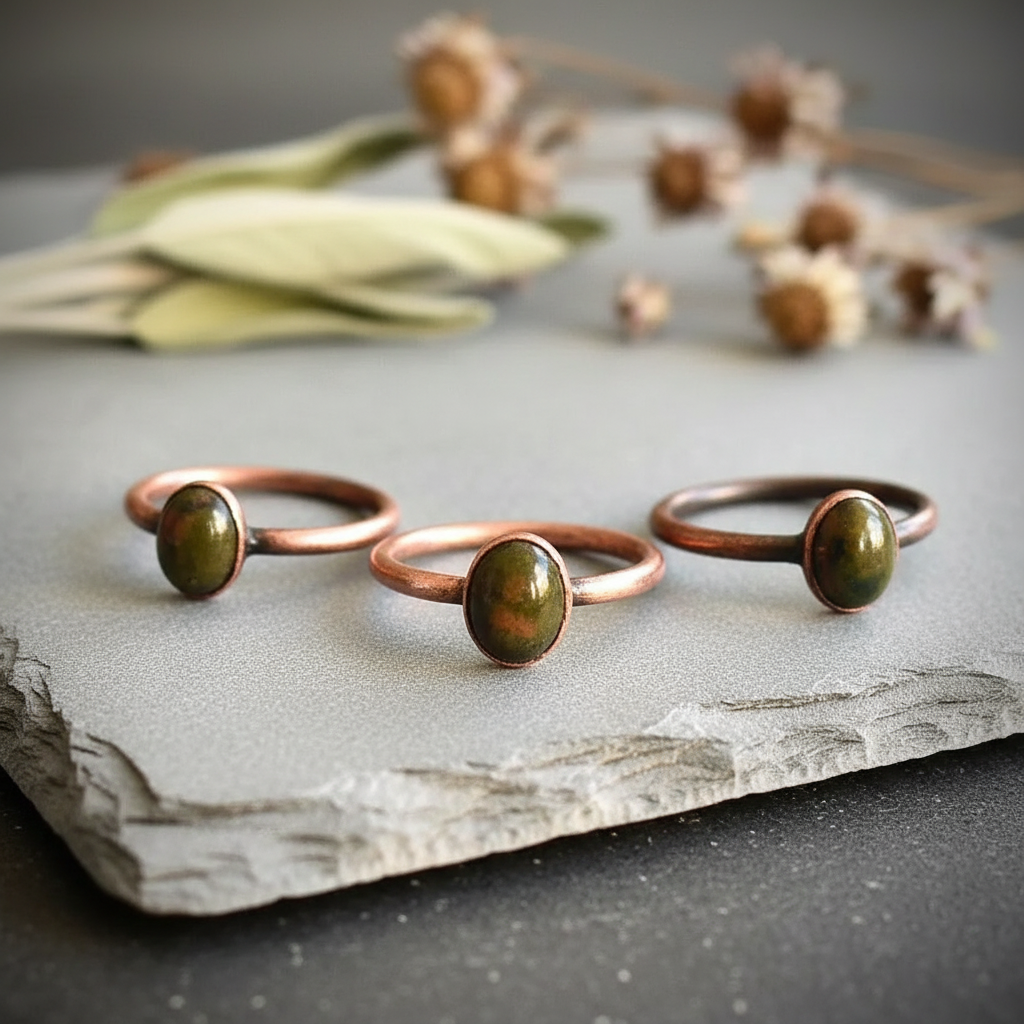 Unakite Ring Fan Arrangement