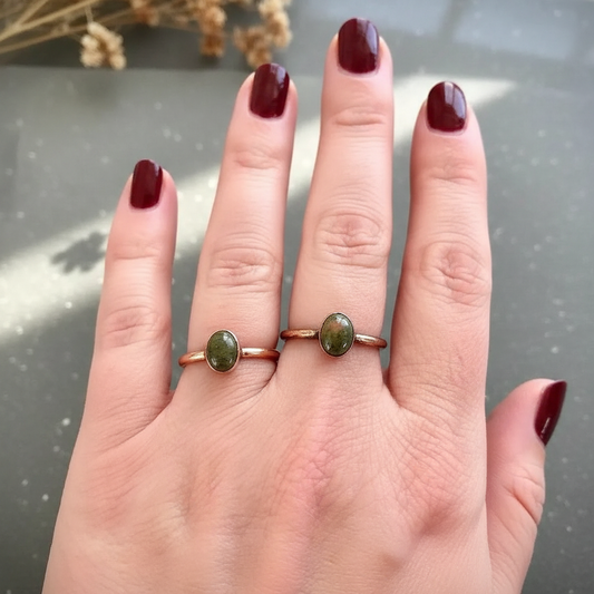 Unakite Ring Three Finger Hand Shot