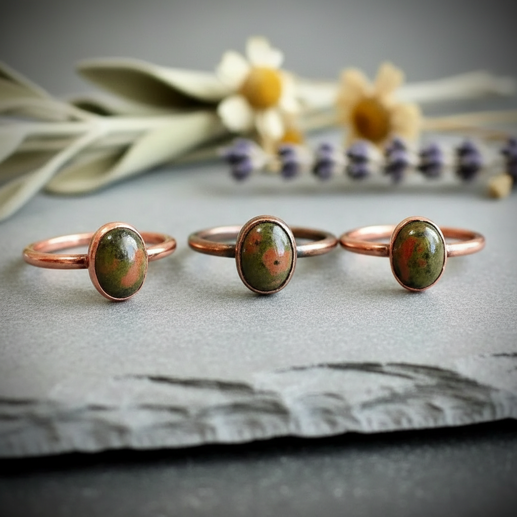 Unakite Ring Trio Flat Lay