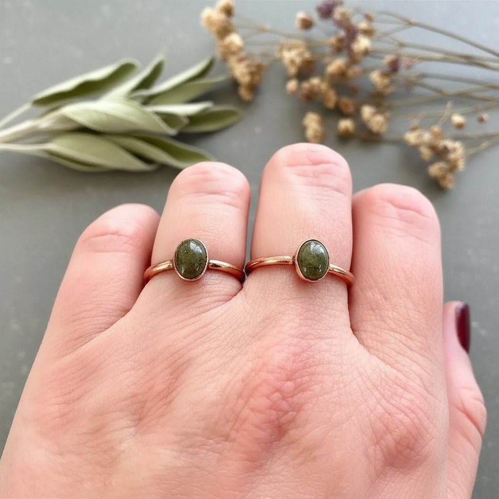 Unakite Ring Two Finger Hand Shot